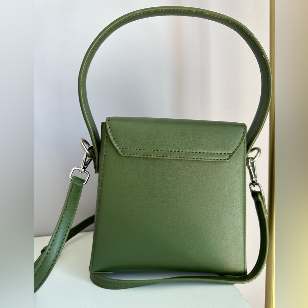 Avocado green handbag / crossbody small bag leather - Picture 3 of 5